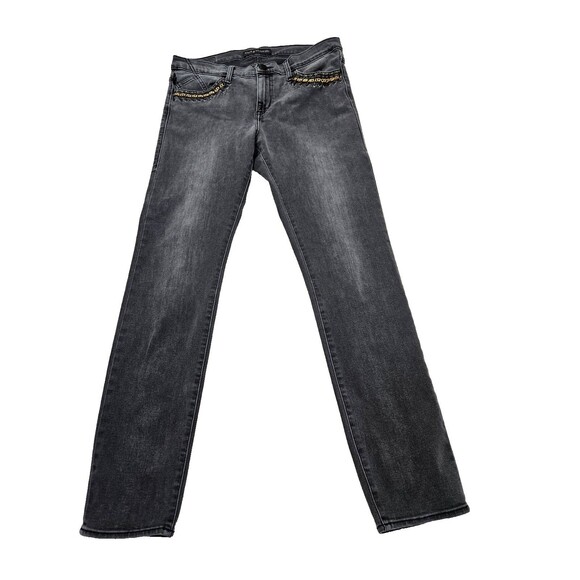 Rock & Republic Skinny Berlin Jeans Meter Black Chain Cotton Blend Size 12 - Picture 1 of 11